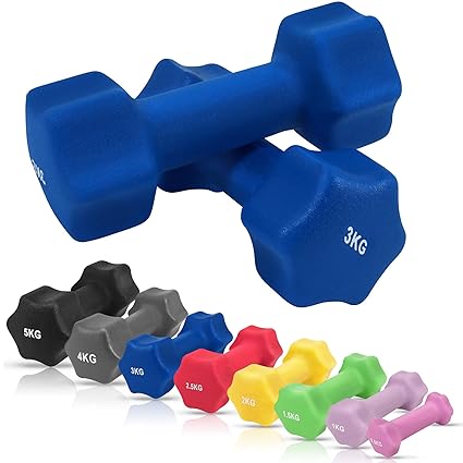 GORILLA SPORTS® Kurzhantel 2er Set Neopren 1-10 kg für Gymnastik, Aerobic, Pilates, Fitness – Hanteln in 8 Gewichts- und Farb