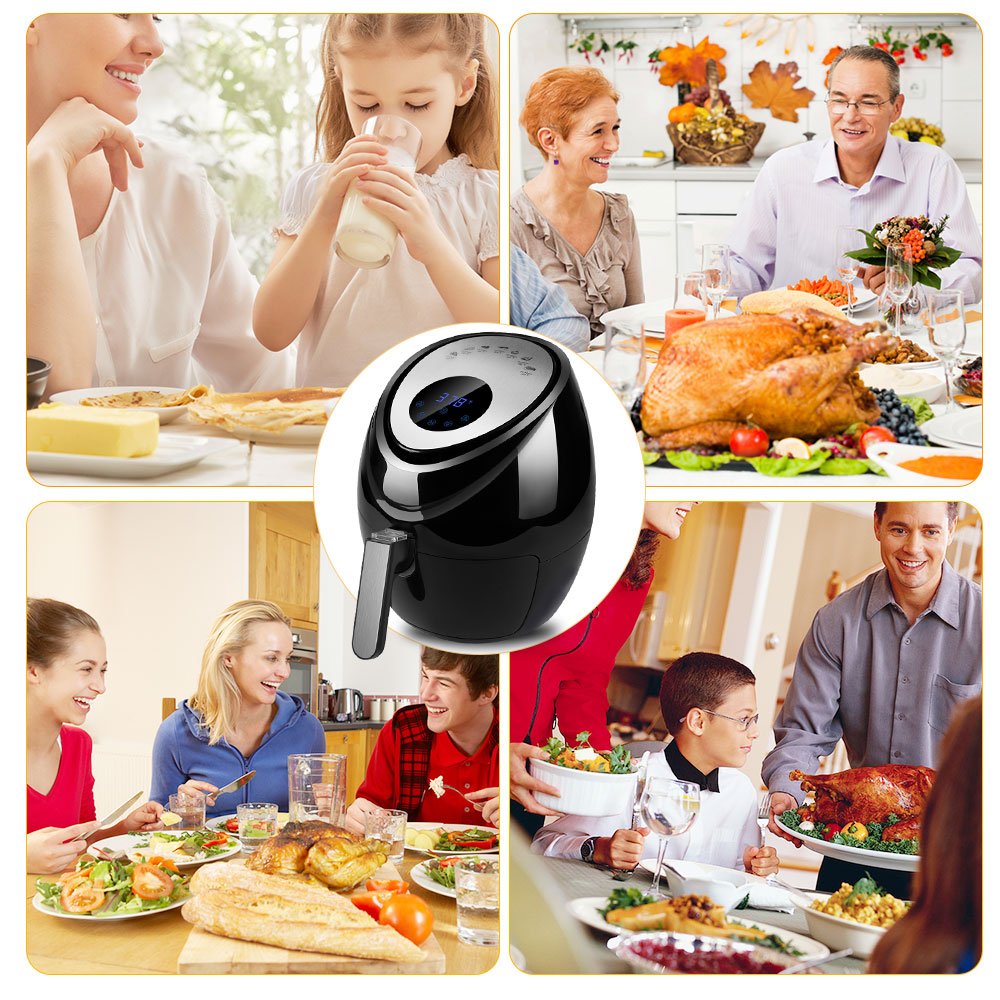 Air Fryer Electric 3.8QT XL Oil Free Low Fat + Cookbook, Digital LED Touch Air Fryer 7 Cooking Presets Menu - Dishwasher Safe Fry Drawer with 5-Piece Accessories 1500W