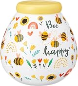 Pot Of Dreams Hand Painted Bee Happy Money Box Ceramic Piggy Bank view 1