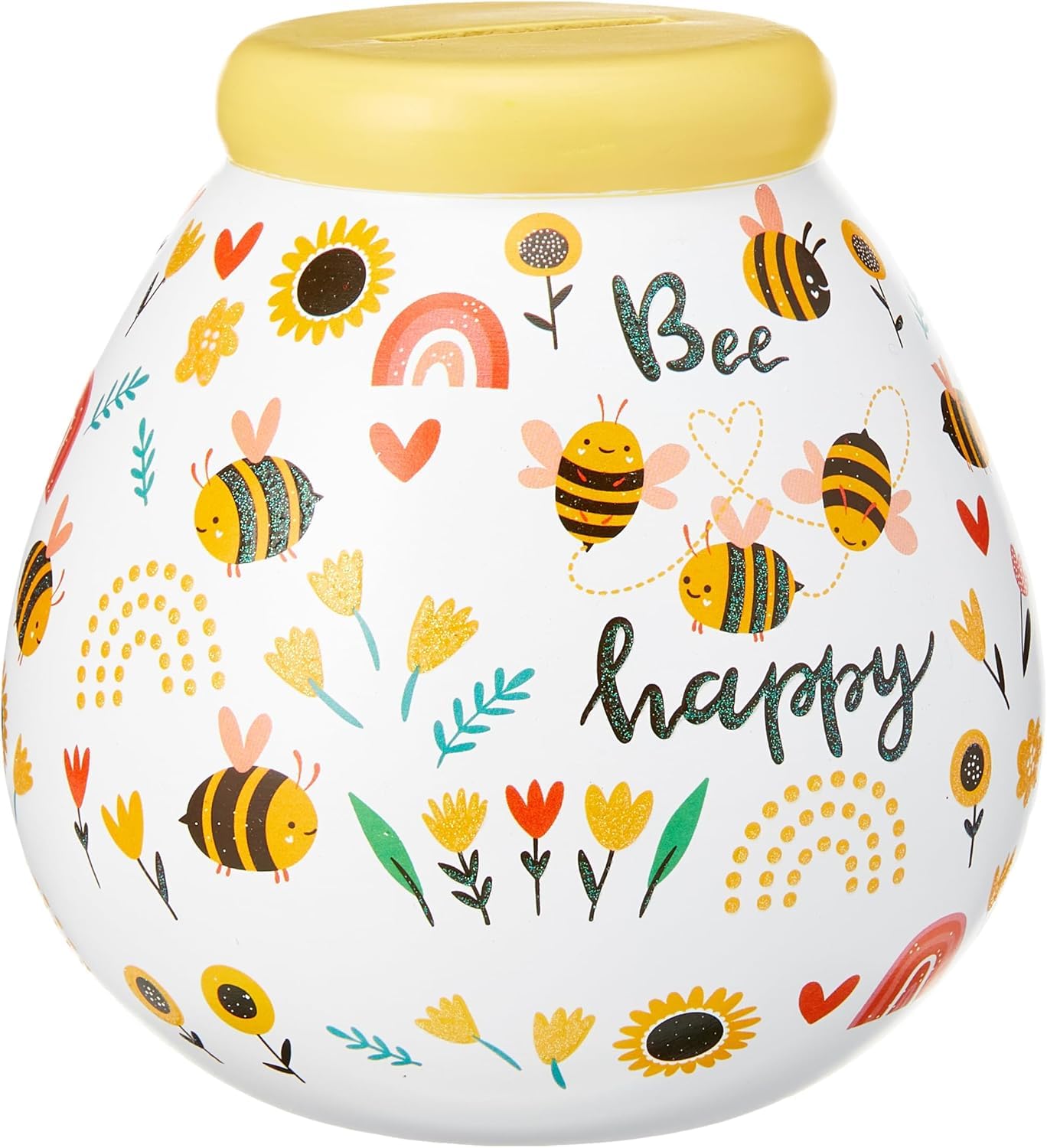 Pot of Dreams Hand Painted Bee Happy Kids Save And Smash Handcrafted Ceramic Money Box | Eco Freindly & Recyclable Piggy Bank | Perfect Decorative Gift and Save for New Toys & Video Games