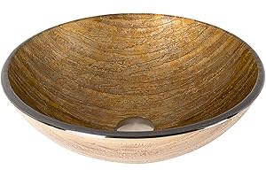 VIGO Amber Sunset 17"L x 17"W x 6"H Over the Counter Glass Round Vessel Bathroom Sink -VG07027