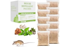 ROTIAH Mouse Repellent Pouches, 10 Pack Peppermint Oil Mice Deterrent for Indoor Outdoor, Natural Repellent Keep Rodent Squirrel Spider Pests Repel Rats, Safe for Pets & Family