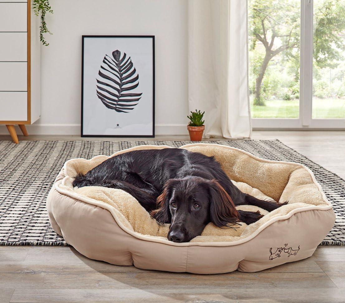 Dehner Kuschelbett Cookie Für Hunde & Katzen – Ca. 58 Cm, Hellbraun, Weicher Plüsch, Waschbar