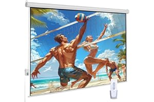SILIBAMB 120" Motorized Projector Screen, Electric 16:9 Projector Screen with Remote Control, Indoor/Outdoor HD Movie Screen, Wall/Ceiling Mounted, Perfect for Home Office Theater TV, White