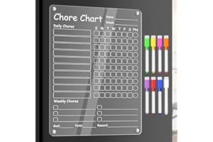 OORAII Acrylic Chore Chart for Kids Clear Dry Erase Checklist for Kids Chore Boars for Family Chores Checklist Reward Chart Responsibility Chart for Kids, 12x9'', 1 Pack