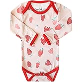 Copper Pearl Long Sleeve Bodysuit Baby: Ultra Soft Baby for Newborns, Boys, and Girls - Stylish, Comfortable, Overlap Shoulders, Premium Knit Fabric - 0-3 Months, Strawberry