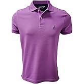 Nautica Mens Slim Fit Short Sleeve Solid Cotton Pique Polo Shirt (Large, Dewbrypurple)