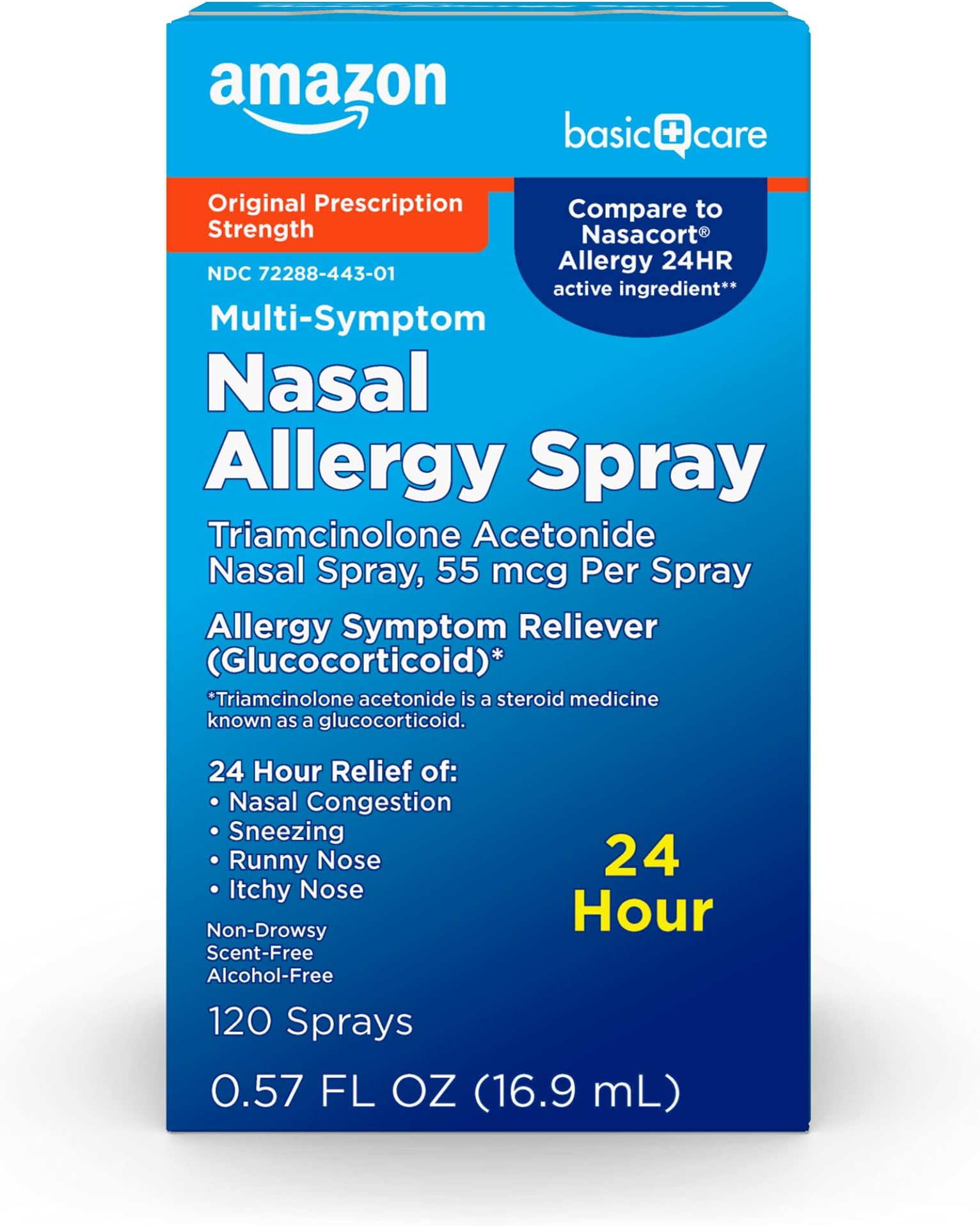 Amazon Basic Care 24 Hour Allergy Nasal Spray, Triamcinolone Acetonide