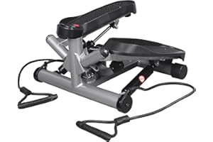 leikefitness Premium Portable Twist Stair Stepper Adjustable Resistance, Twisting Step Fitness Machine with Bands and LCD Monitor