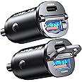 MRGLAS [2-Pack]125W USB C Car Charger, Mini Metal USB C Car Charger Adapter Fast Charging PD65W & QC60W Dual Port Type C Car Cigarette Lighter USB Charger for iPhone 15 14 ProMax iPad Samsung Macbook