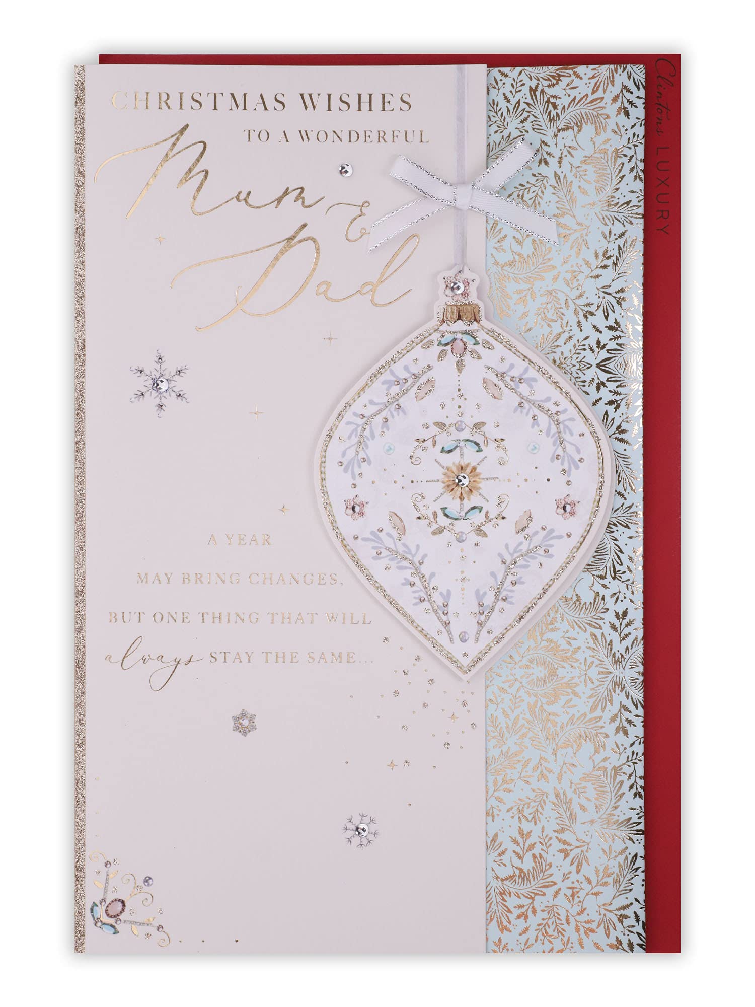 Clintons: Decorative Bauble Mum And Dad Christmas Card, Multi-Colour, 171 x 260, 1169153