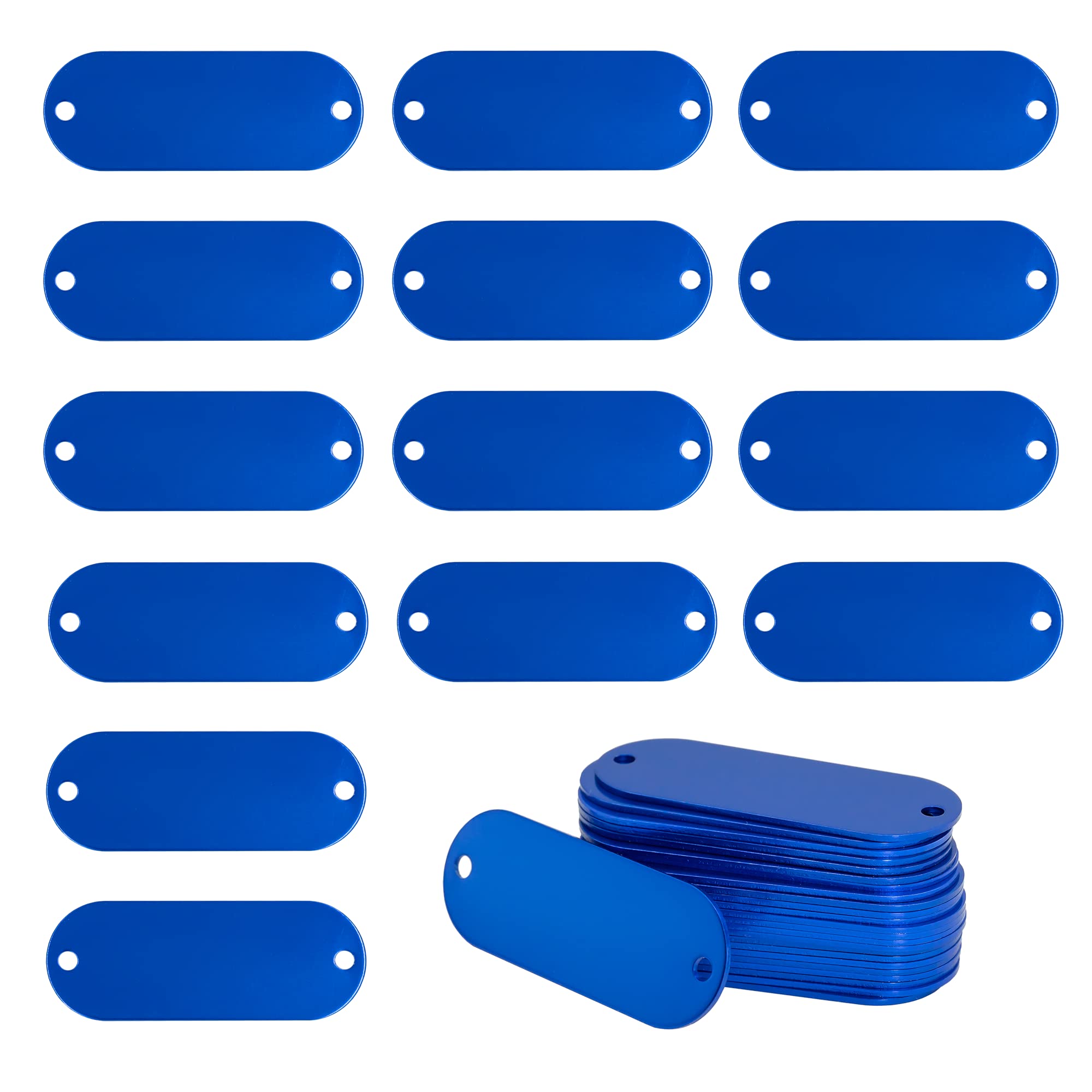 Anodized Aluminum Engraving Blanks Tags Stamping Blanks Tags with 2 Holes 25 Pack (Blue)