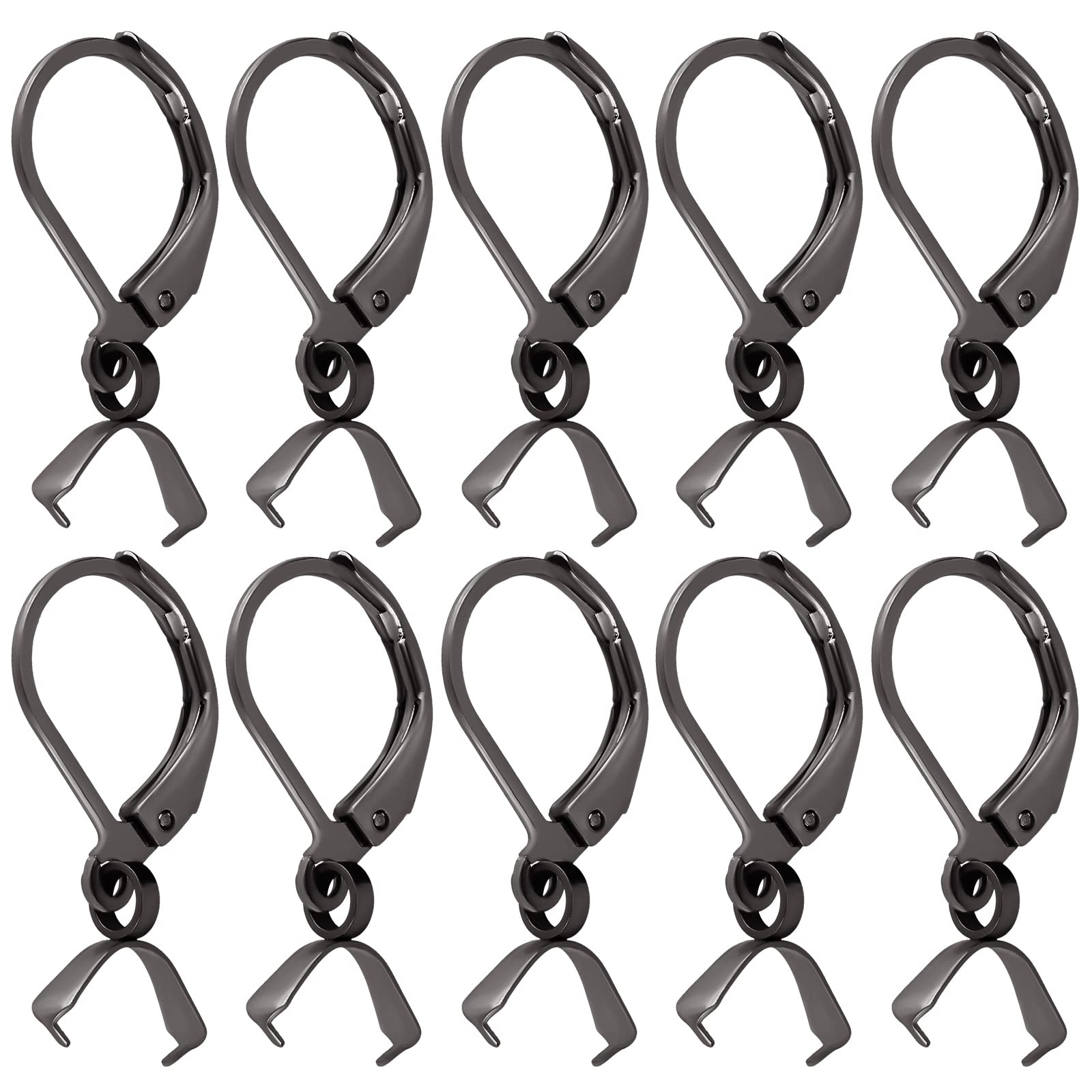 Beebeecraft 1 Box 50Pcs Pendant Clasp Earring Hooks Stainless Steel Leverback Earring Findings Black Earring Supplies for Jewellery Making…