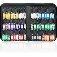 Roll Up Key Organizer Case - Holds 30 Keys With Numbered Tags, 21x17.5" Black Oxford Cloth