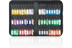Pawfly Portable Zippered Key Case - Waterproof, Fireproof Organizer With 54 Colorful Tags and Hooks - Storage Book for Office