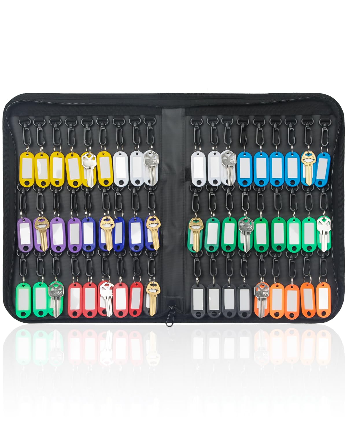 Uniclife Portable Zippered Key Case Waterproof and Fireproof Key Organizer with 54 Key Tags and Hooks Key Storage for Offices Estate Agencies Hotels and Rental Management Identifiers in 5 Colors