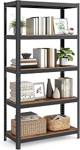 SONGMICS Shelving Unit 40 x 90 x 180 cm Rustic Brown Black GLR040B11