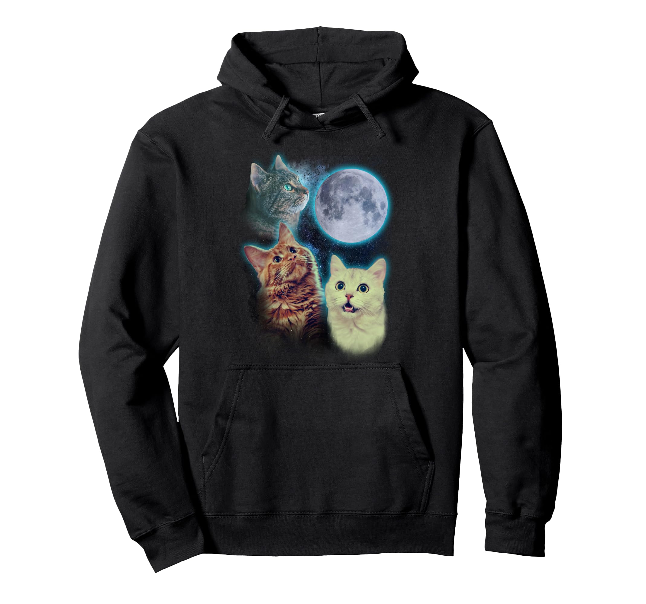 Three cat moon Pullover Hoodie