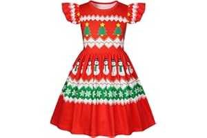 Jurebecia Girls Nightgowns Halloween Christmas Nightgown Dress Kids Holiday Sleepwear Flutter Sleeve Nightdress Pajamas