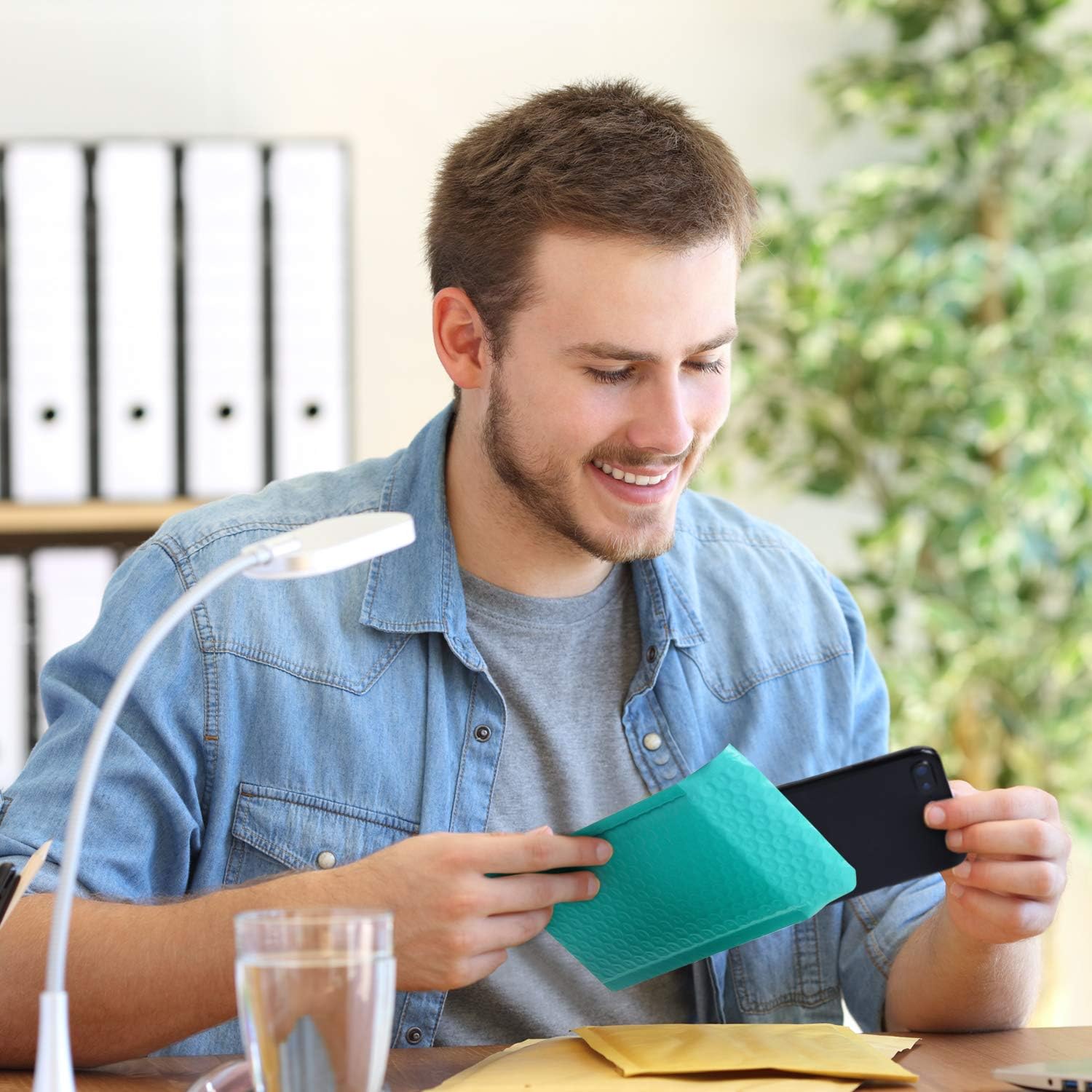 Metronic 50pcs Poly Bubble Mailers 4x8 Inch Padded Envelopes #000 Bubble Lined Poly Mailer Self Seal Teal: Office Products