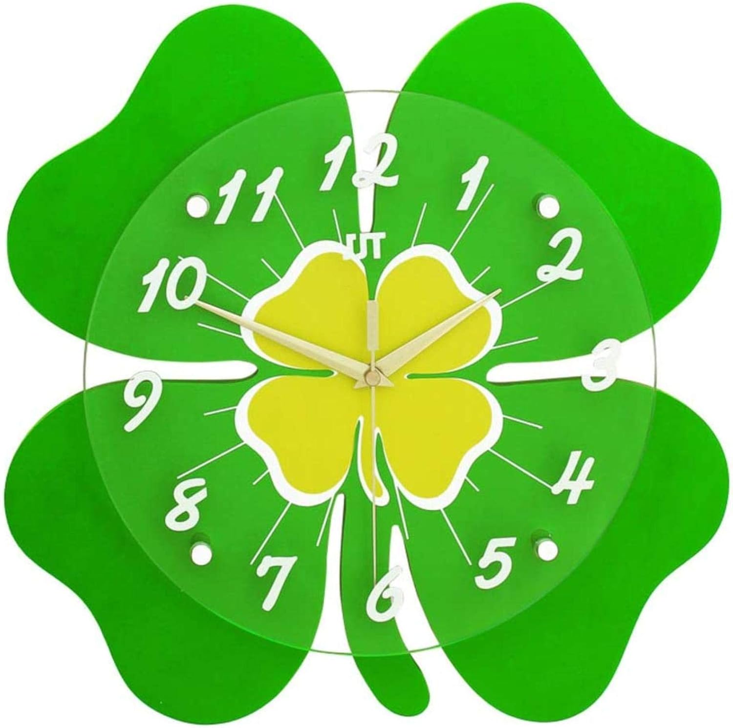 MLL Fourleaf Clover Decorative Wall Clock, Non Ticking Silent Wall