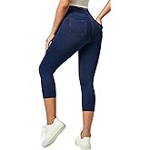 IUGA Jeggings for Women Pull On Capri Jeans Stretchy Jean Capris High Waisted Denim Capri Leggings Casual Pants with Pockets