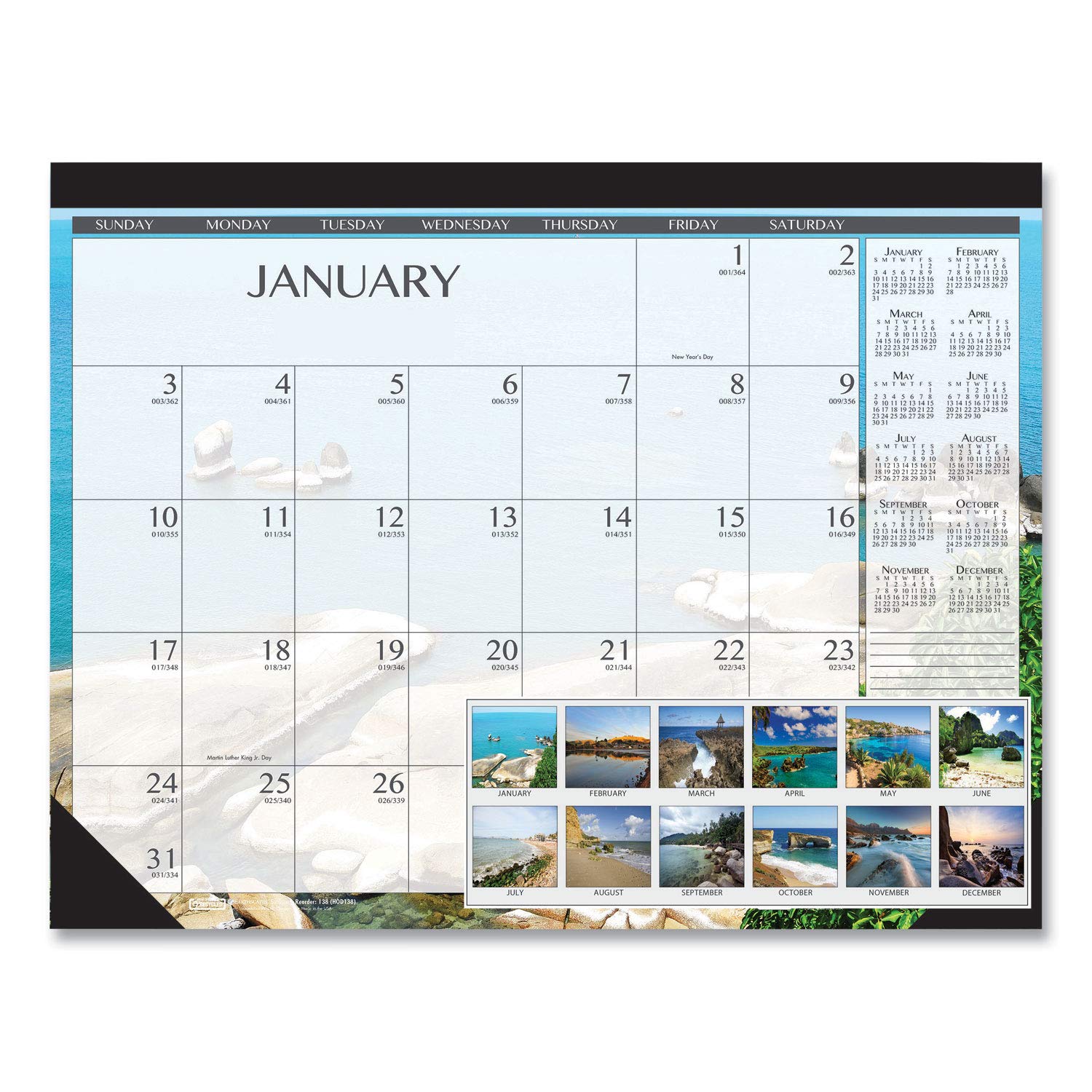 House of Doolittle 2021 Monthly Desk Pad Calendar, Earthscapes Seascapes, 22 x 17 inches, January - December (HOD138-21)