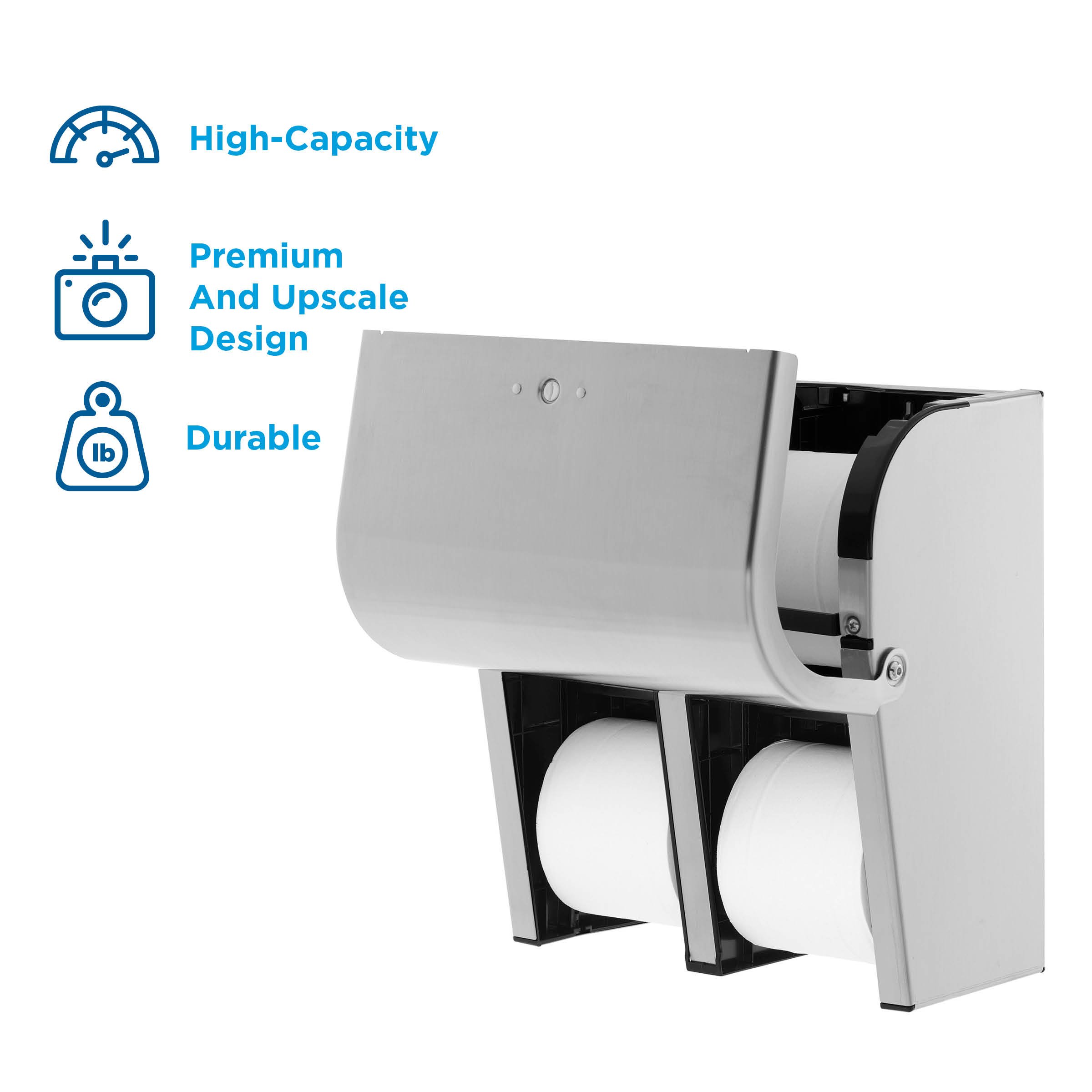 Compact 4Roll Quad Coreless HighCapacity Toilet Paper Dispenser by GP