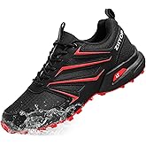 Mens Trail Running Shoes Waterproof Non-Slip Hiking Walking Sneakers for Outdoor Trailing Trekking Camping Quest Black