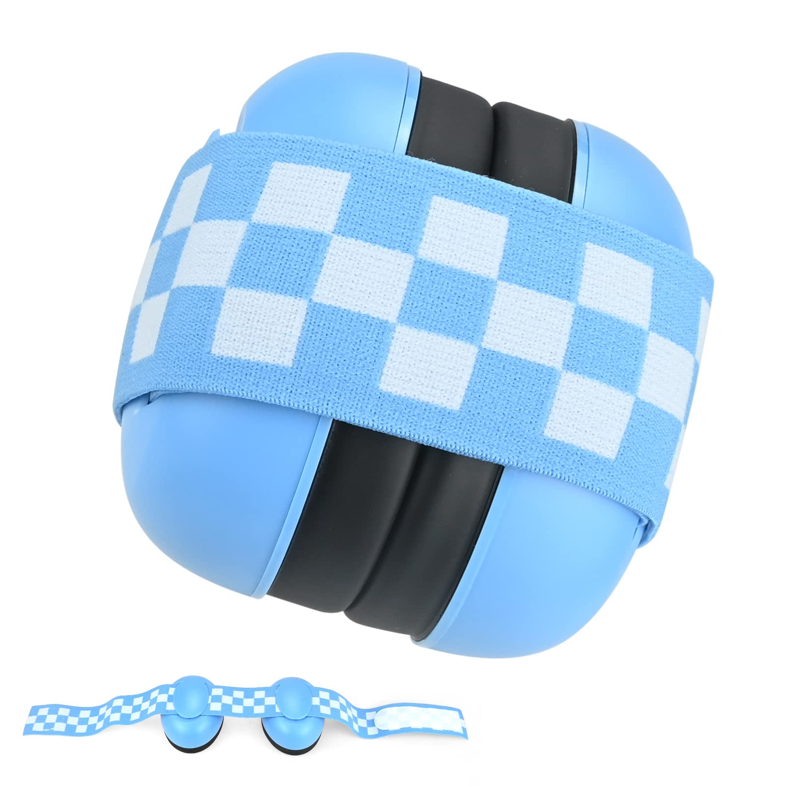 Baby Ear Defenders, Noise Cancelling Headphones Protectors for 0 to 18 Months Toddlers Baby, Soft Adjustable Headband Sound Cancelling Kids Ear Defenders, Prevent Hearing Damage & Improve Sleep(Blue)