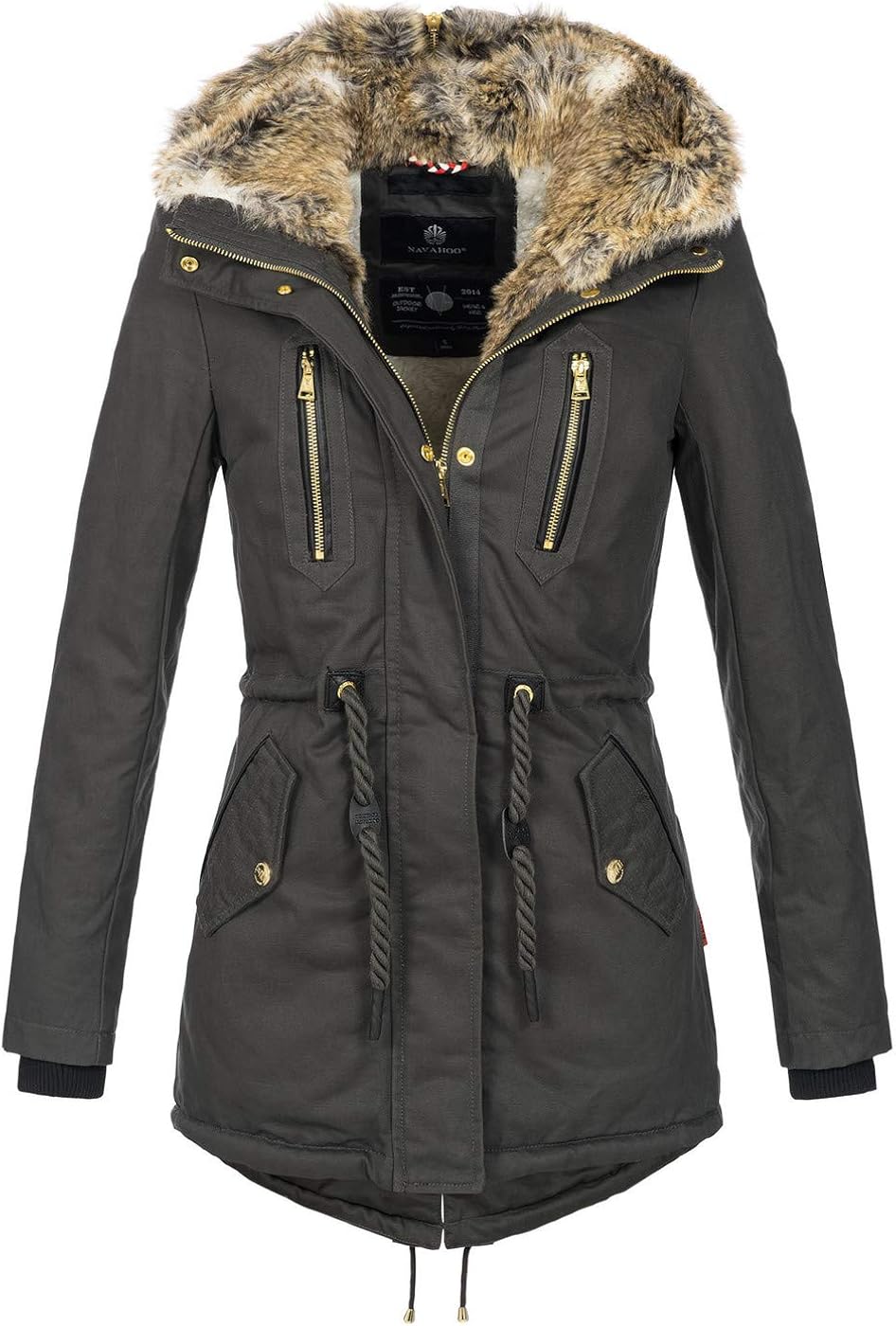 Navahoo Damen Winterjacke Mit Teddyfell | Warm Gefütterte Jacke Für Kalte Tage