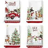 Arquiel Christmas Snowman Tea Towels, Cotton Kitchen Towel 18.9 × 27.5 inch, Quick Drying Dish Cloth for Party Anniversary Holiday Decoration Housewarming Gifts