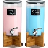 Spreccio Glass Laundry Detergent Dispenser with Holder,1.1 Gallon Laundry Liquid Dispensers with Stainless-Steel Tap,Large Glass Fabric Softener Containers with Stand for Laundry Room Organization