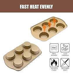 JOHO BAKING Nonstick 6 Cup Jumbo Muffin Pan, Large