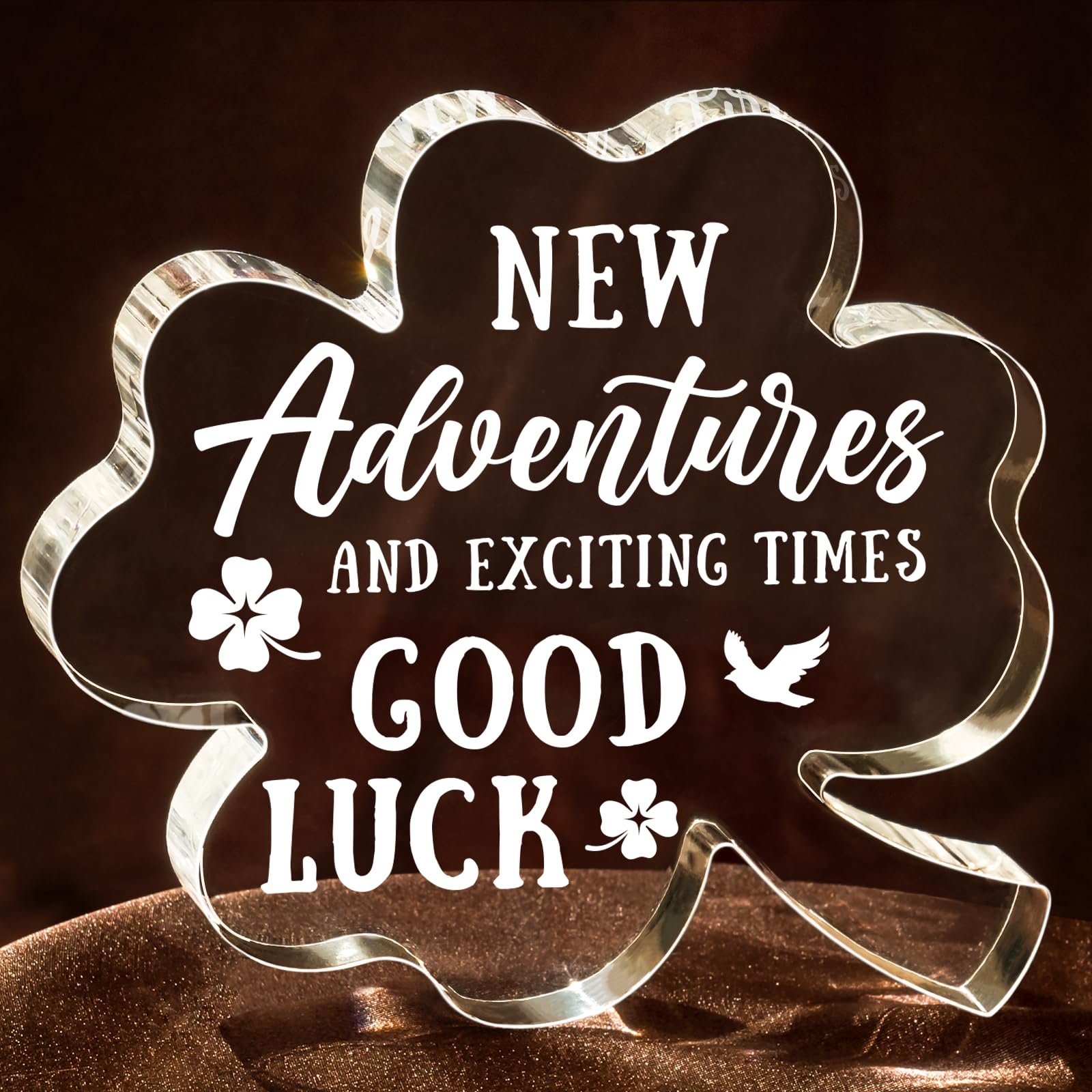 IDELTIME Leaving Gifts for Colleagues Women Men - Good Luck Clover Plaque, Sorry Your Leaving Cards, Good Luck New Job Gifts for Women Men, Farewell Gift for Coworkers, Travelling Presents