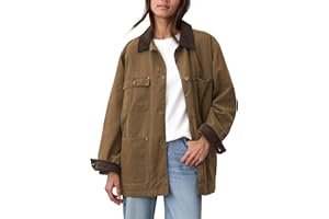 GTLIAE Barn Jackets for Women 2025 Fall Oversized Utility Cotton Coat Corduroy Collar Vintage Workwear with Pockets