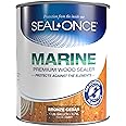 Seal-Once Marine Premium Wood Sealer - Waterproof Sealant - Wood Stain and Sealer in One - 1 Gallon & Bronze Cedar
