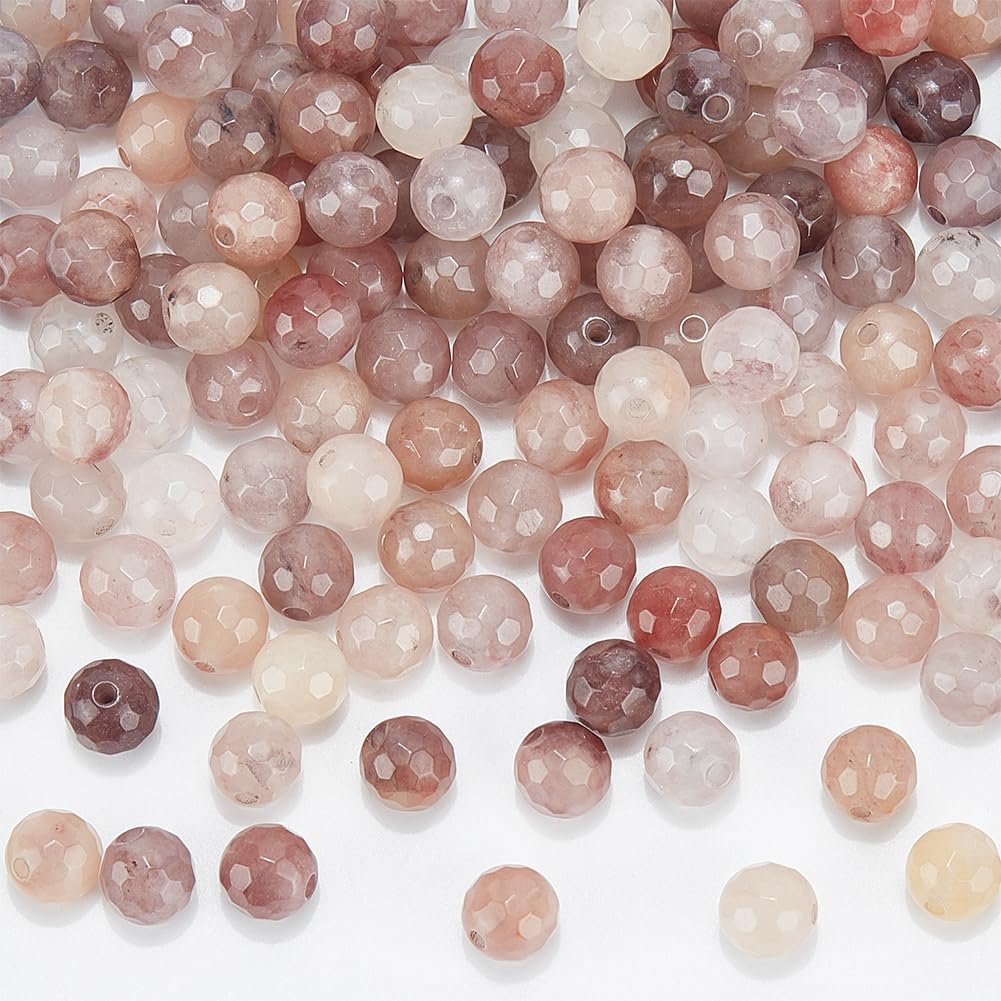 NBEADS 2 Strands About 122 Pcs Natural Quartz Crystal Beads, 6mm Quartz Round Beads Strands Faceted Loose Gemstone Beads for Bracelet Necklace Jewelry Making, Hole: 1mm