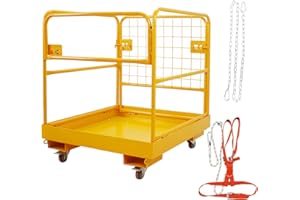FORJAMINT Forklift Safety Cage 36x36 Inch Forklift Man Basket Heavy Duty Lift Basket with 4 Wheels 1200LBS Capacity Safety Set for Most Aerial Jobs