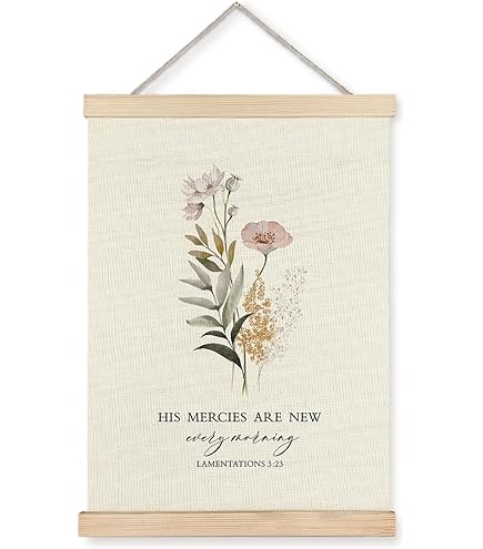 PHAMTE Wandbild „His Mercies Are New Every Morning“ – Bibelvers Lamentations 3:23, Gerahmt, 27,9x35,6 Cm