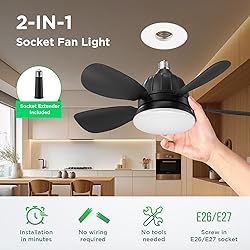 OSTIVE Socket Fan Light with Remote: 18'' Small