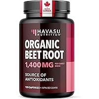 Organic Beetroot Capsules 1400MG | Potent Nitric Oxide for Healthy Blood Flow Support & Energy | 700MG Beetroot Powder Per Ca