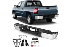 TUSDAR Non Sensor Holes Rear Step Bumper Assembly Fits for 2007-2013 Chevy Silverado 1500 & GMC Sierra 1500 Truck GM1103147 GM1191125 Chrome