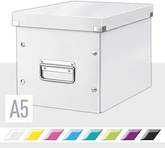 Leitz Caja de Almacenaje Mediana en Forma de Cubo, Blanco, Gama Click