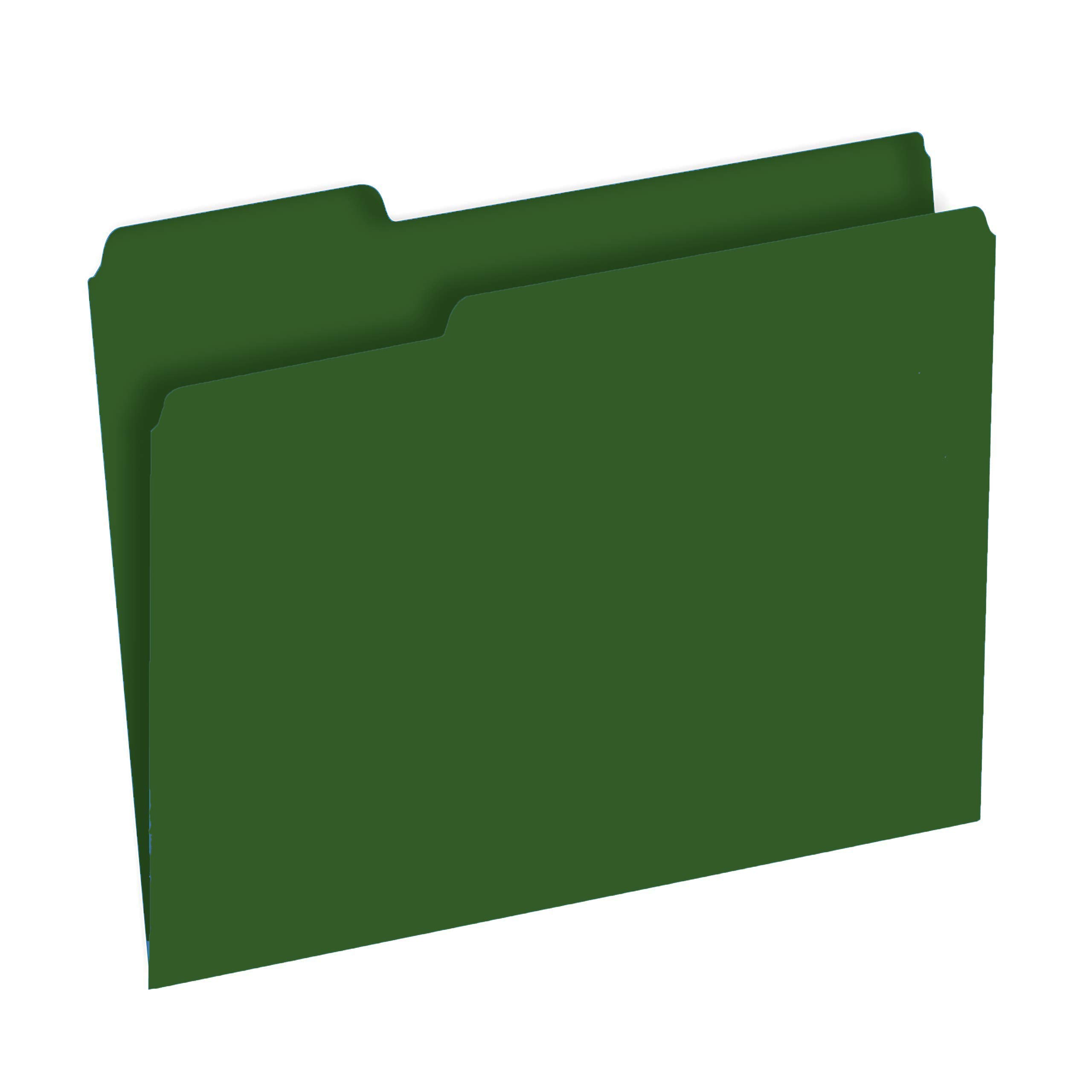 Photo 1 of The File King 1/3 Cut Dark Green File Folders Letter Size - 100 Pack | Colored Manilla Folders 8.5 x 11 | USA Made | Assorted 3 Tab Color Manila File Folder | Office Supplies | Basic Filing Folder