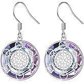 Alphm Metatron Cube Earrings for Women 925 Sterling Sliver Sacred Geometry Earrings with Austrian Crystal Sacred Geometry Jewelry Present