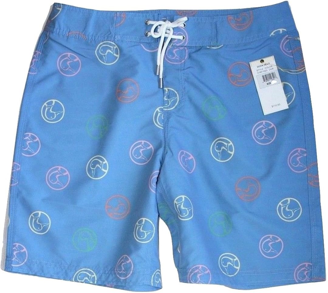 Duck Head Men's Logo Print 9" Swim Shorts (Small) Blue at Amazon Men