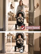 momcozy Retractable Baby Gate 33in Tall 55in Wide White Safety Fence view 5