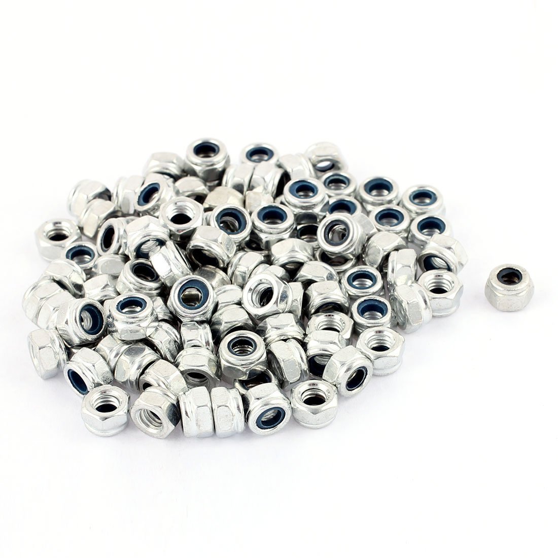 sourcing map 100Pcs M4 304 Stainless Steel Self-Locking Anti-loose Insert Hex Nylock Lock Nut