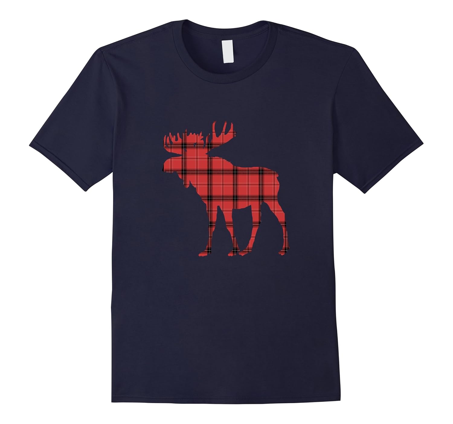 Lovely Christmas Holiday Red Buffalo Plaid Moose T Shirts-Rose